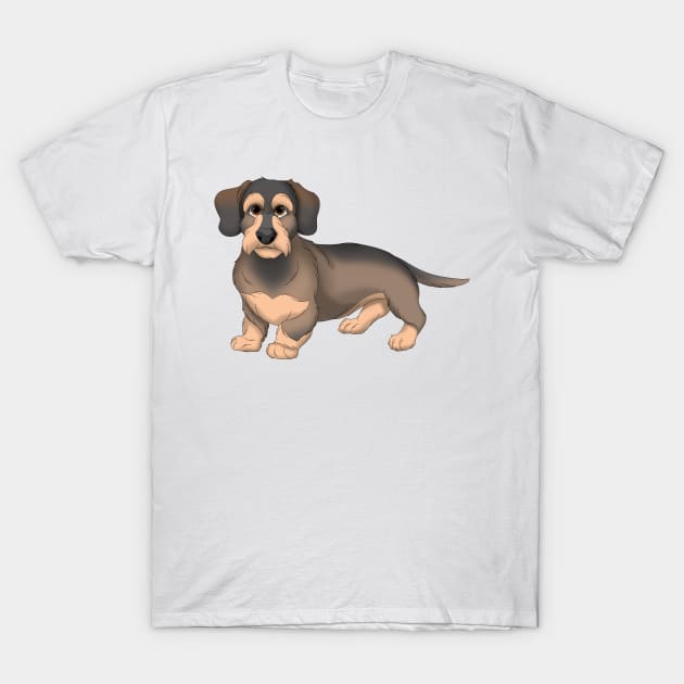 Black & Tan Wirehaired Dachshund Dog T-Shirt by millersye